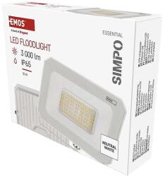 EMOS LED reflektor SIMPO fehér, 30W, IP65, 3000 lm, természetes fehér (ZS2233W)