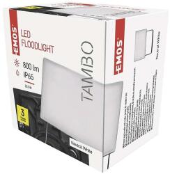 EMOS LED reflektor TAMBO, 10W, 1000 lm, természetes fehér, IP65, fekete (ZS2512)