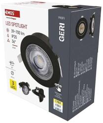 EMOS LED beépíthető spotlámpa kör GERI 6, 5W, 700lm, 105 × 40 mm, fekete (ZV1161)