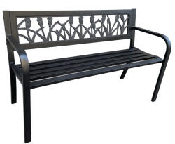 AKORD Furniture Factory AKORD Lissa Fém Kerti Pad Tulipán Mintával Fekete (AKO-LAWOGRLISSACZAR)