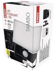 EMOS LED reflektor TAMBO PIR, 10 W, 1000 lm, természetes fehér, fekete (ZS2912)
