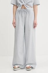 Tommy Jeans nadrág vászonkeverékből női, magas derekú széles, DW0DW20352 - kék XL