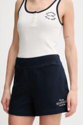 Tommy Hilfiger pamut rövidnadrág női, sötétkék, nyomott mintás, magas derekú, WW0WW45518 - sötétkék XS