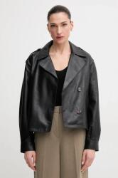 Pepe Jeans bőrdzseki GRETA fekete, átmeneti, PL402527 - fekete L
