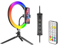 Tracer Ring Light, 8 W, 26 cm, 600-1700 lm, RGB, Gyűrűs LED lámpa mini állvánnyal (TRAOSW46807)