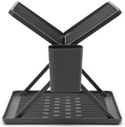 Brabantia SinkSide Foldable Dish Drying Rack összecsukható edényszárító, csepegtető tálca, kis méretű, evőeszköztartóval, sötétszürke, 370x330 mm - 139406 (139406)