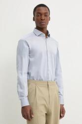 HUGO BOSS pamut ing férfi, olasz galléros, slim - kék 38 - answear - 21 990 Ft