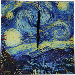Diamant Üveg falióra szögletes 30x30cm, Van Gogh: Csillagos éj