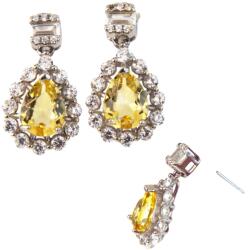  Cercei din Citrin cu Zircon Picatura Fatetat 18x1015 mm - Argint 925 - Lumina si Abundenta Divina - 1 Pereche