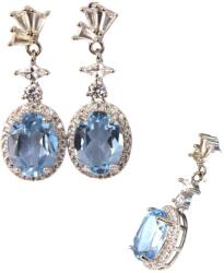  Cercei Topaz cu Zircon Oval Fatetat 25x9x13 mm - Lumina Divina si Stralucire - Argint 925 - 1 Pereche
