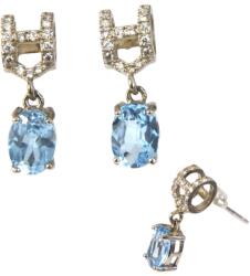  Cercei Topaz Oval Fatetat 18x6x16 mm Argint 925 - Cadou Pentru Ea - 1 Pereche