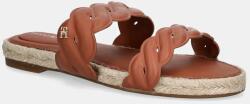 Tommy Hilfiger bőr papucs LEATHER ROPE ESPADRILLE MULE barna, női, FW0FW08503 - barna Női 41