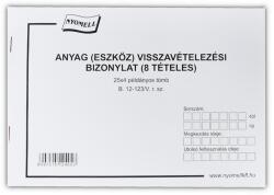 Bluering Készlet visszavételezési bizonylat 8 tételes 25x4 lapos tömb A/5 fekvő B. 12-123/V Bluering (61262) - irodaitermekek