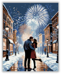  Szilveszteri Csók a Hóesésben - számfestő készlet