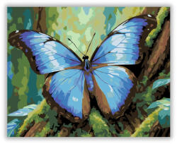  Kék Morpho Pillangó Esőerdei Fán - számfestő készlet