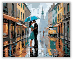  Szerelmespár Esőben, Esernyő Alatt - számfestő készlet