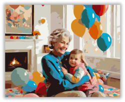  Nagymama és Unoka Születésnapi Ölelése - számfestő készlet