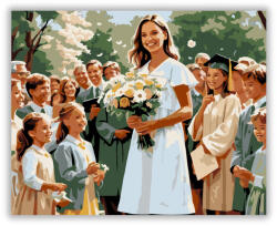  Ballagó Lány Virágcsokorral - számfestő készlet