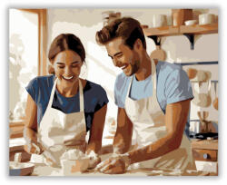  Nevető Szerelmespár a Konyhában - számfestő készlet