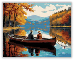  Szerelmespár Csónakázik Őszi Tóban - számfestő készlet