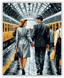  Szerelmespár Kézfogás a Pályaudvaron - számfestő készlet