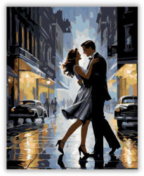  Táncoló Szerelmespár Esőben - számfestő készlet