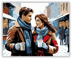  Szerelmespár Téli Vásáron - számfestő készlet