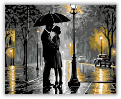  Szerelmespár Esőben Esernyő Alatt - számfestő készlet