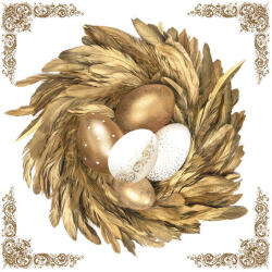 POL-MAK Húsvét Golden Eggs in Nest szalvéta 20 db-os 33x33 cm (PKK049543)