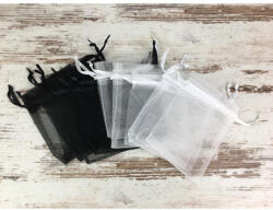 Organza tasak 7, 5*10cm fekete-fehér 12db/cs 90-1092