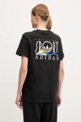 Adidas pamut póló Graphic Loose T női, fekete, JD1805 - fekete XS