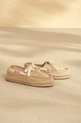Manebi velúr mokaszin Hamptons Boat-Shoes Espadrilles bézs, női, lapos talpú, K 1.1 KW - bézs Női 37