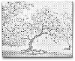 PontPöttyöző - Virágzó sakura bonsai Méret: 30x40cm, Keretezés: Műanyagtáblával, Szín: Fekete