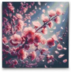  Gyémántszemes kirakó - Sakura virágok Méret: 50x50cm, Keretezés: Műanyagtáblával, Gyémántok: Kerek