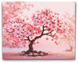  Gyémántszemes kirakó - Virágzó sakura bonsai Méret: 40x50cm, Keretezés: Keret nélkül (csak a vászon), Gyémántok: Kerek