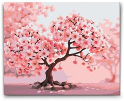  Festés számok szerint - Virágzó sakura bonsai Méret: 40x50cm, Keretezés: Kartonlemezen