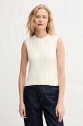 Benetton pamut mellény meleg, női, bézs, 1694D10CM - bézs S
