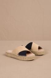 Manebi papucs velúrból Double Sole X Bands Sandals bézs, női, platformos, R 8.0 DX - bézs Női 41