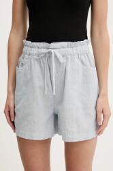 Tommy Jeans vászonkeverék rövidnadrág női, mintás, magas derekú, DW0DW20360 - kék S