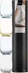 Eisch LIGHT 4 db pohár aqua, borostyán, kék, szürke díszhengerben 3, 4dl 105 mm (78550099)
