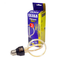 TESLA - LED DESIGN FILAMENT izzó, E27, 5W, 230V, 250lm, 2300K, 360°, clear, lotus