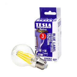TESLA - LED izzó, E27, 11W, 230V, 1521lm, 2700K meleg fehér, 360°, clear