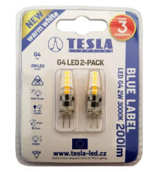 TESLA - LED izzó, G4, 2W, 12V DC, 200lm, 3000K, 360°, 2 db-os szett