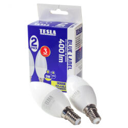 TESLA - LED gyertyaizzó, E14, 5W, 230V, 400lm, 3000K, 180° 2 db-os szett