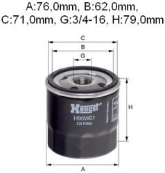 Hengst H90w01 Hengst Opel 85-ig 3/4x16