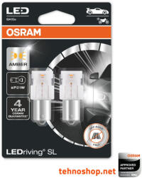 OSRAM LEDriving SL P21W 12V 1, 3W BA15s Sárga LED Izzók (2 db)