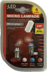 LAMPA 98332 24V BA9s 4 LED-es kék izzó, 2 db-os csomag (018628)