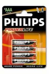 Philips LR03/AM4 1.5V PowerLife AAA alkaline 4db/cs blisteres (LR03P4B/10)