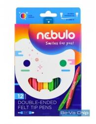 Nebulo kétvégű 12db-os vegyes színű filctoll készlet (NFT-2X-12)