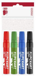 ICO Flipchart marker készlet, 1-4 mm, vágott, ICO "Artip 12", 4 különböző szín (TICA12V4) (TICA12V4)